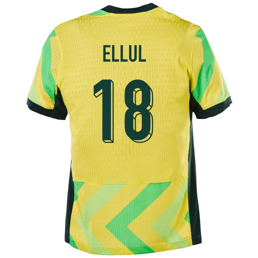 ילדים אוֹסטְרַלִיָה Noah Ellul #18 זָהוּב ג'רזי ביתית 24-26 חולצה קצרה