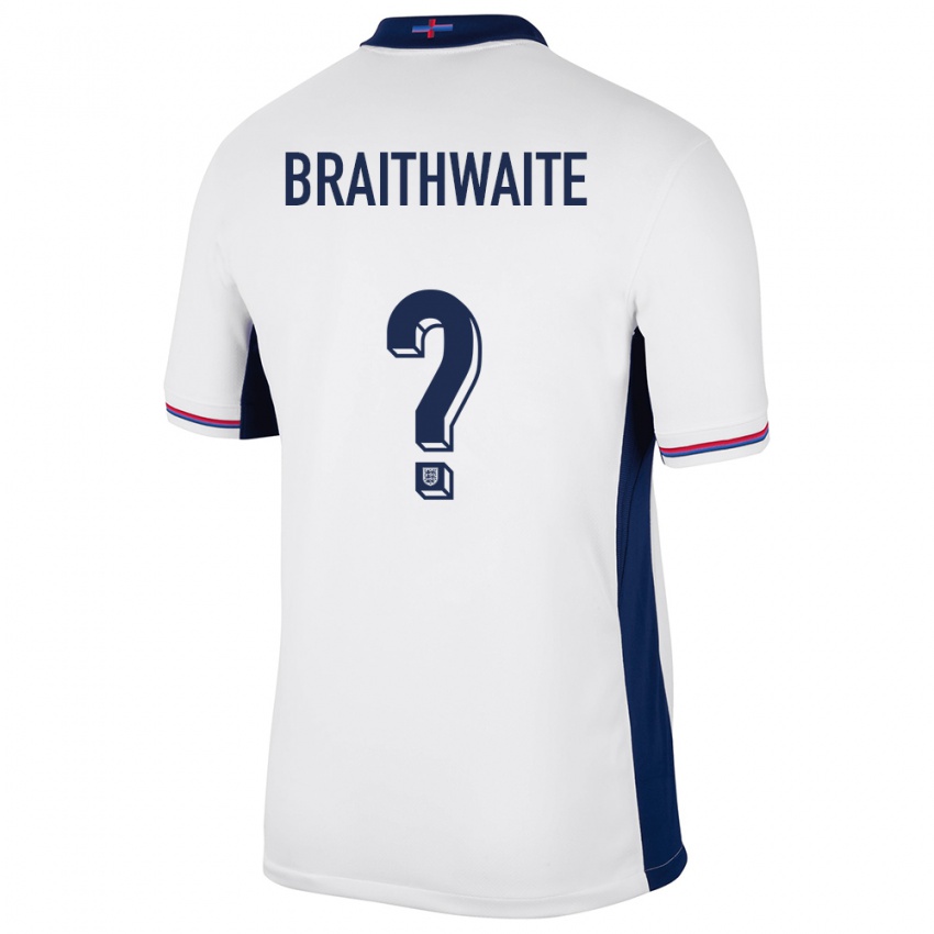 ילדים אנגליה Kaden Braithwaite #0 לבן ג'רזי ביתית 24-26 חולצה קצרה