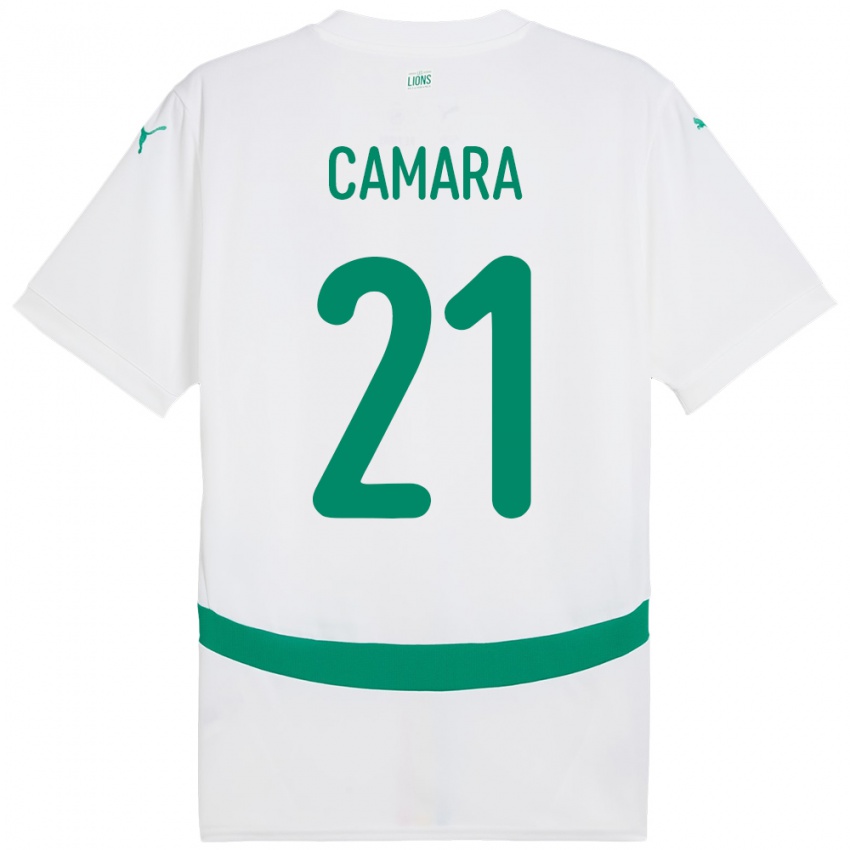 ילדים סנגל Mamadou Camara #21 לָבָן ג'רזי ביתית 24-26 חולצה קצרה