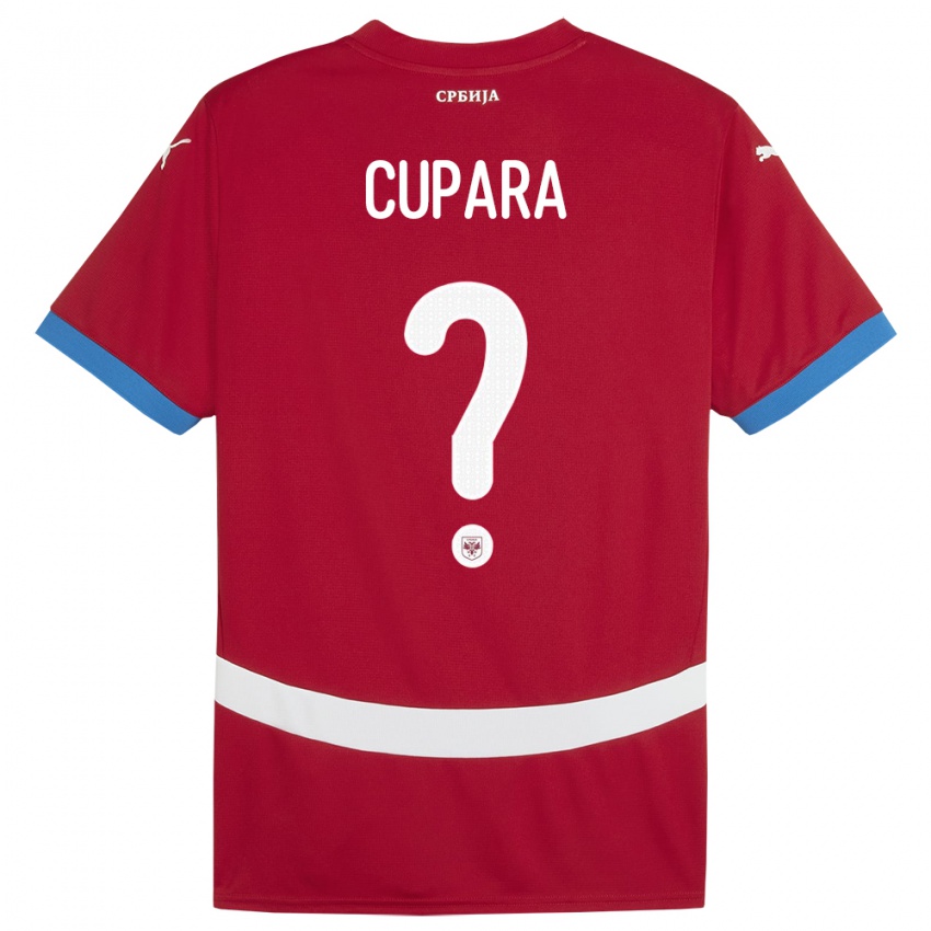 ילדים סרביה Dusan Cupara #0 אָדוֹם ג'רזי ביתית 24-26 חולצה קצרה
