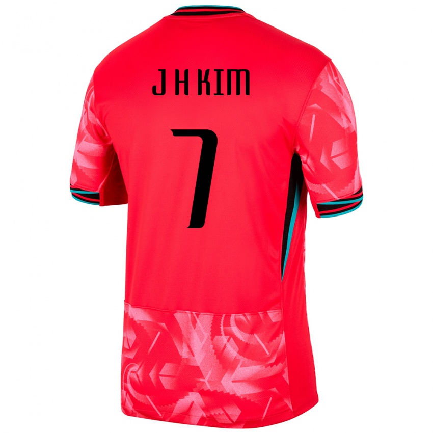 ילדים דרום קוריאה Jung-Hyun Kim #7 אָדוֹם ג'רזי ביתית 24-26 חולצה קצרה
