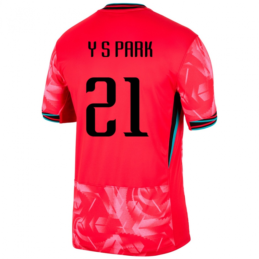 ילדים דרום קוריאה Sang-Young Park #21 אָדוֹם ג'רזי ביתית 24-26 חולצה קצרה