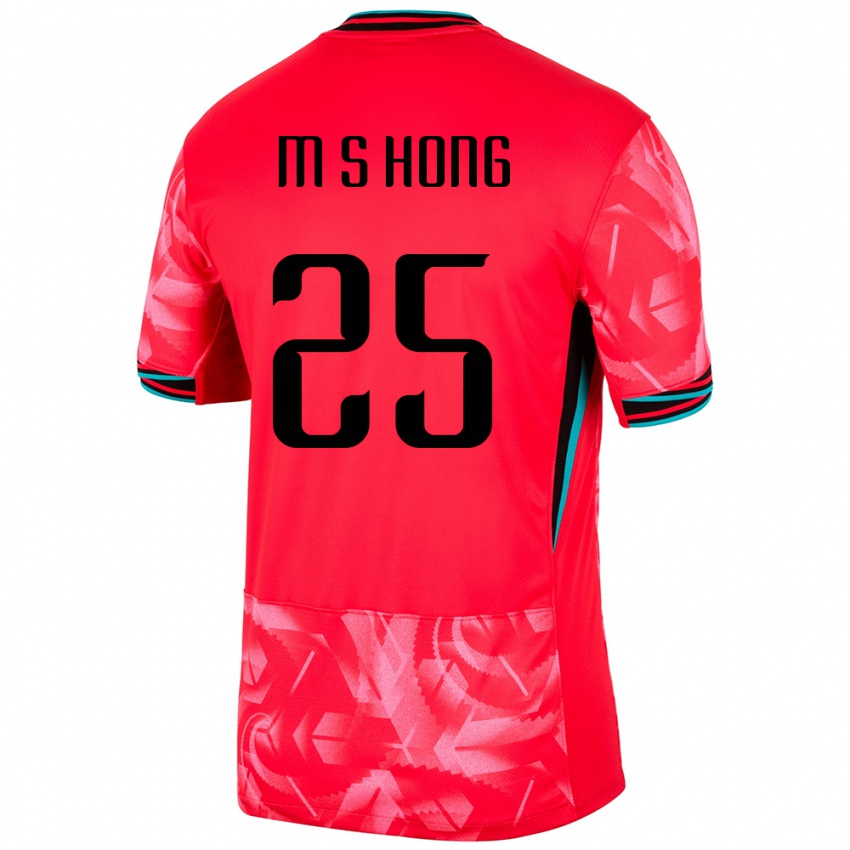 ילדים דרום קוריאה Sung-Min Hong #25 אָדוֹם ג'רזי ביתית 24-26 חולצה קצרה