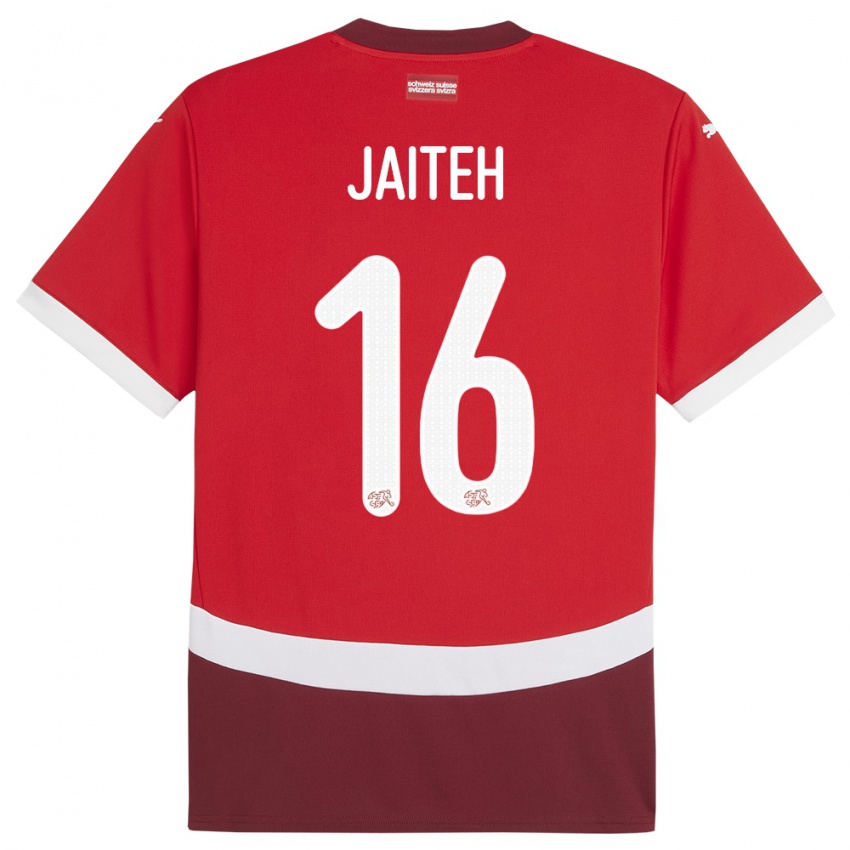 ילדים שווייץ Momodou Jaiteh #16 אָדוֹם ג'רזי ביתית 24-26 חולצה קצרה