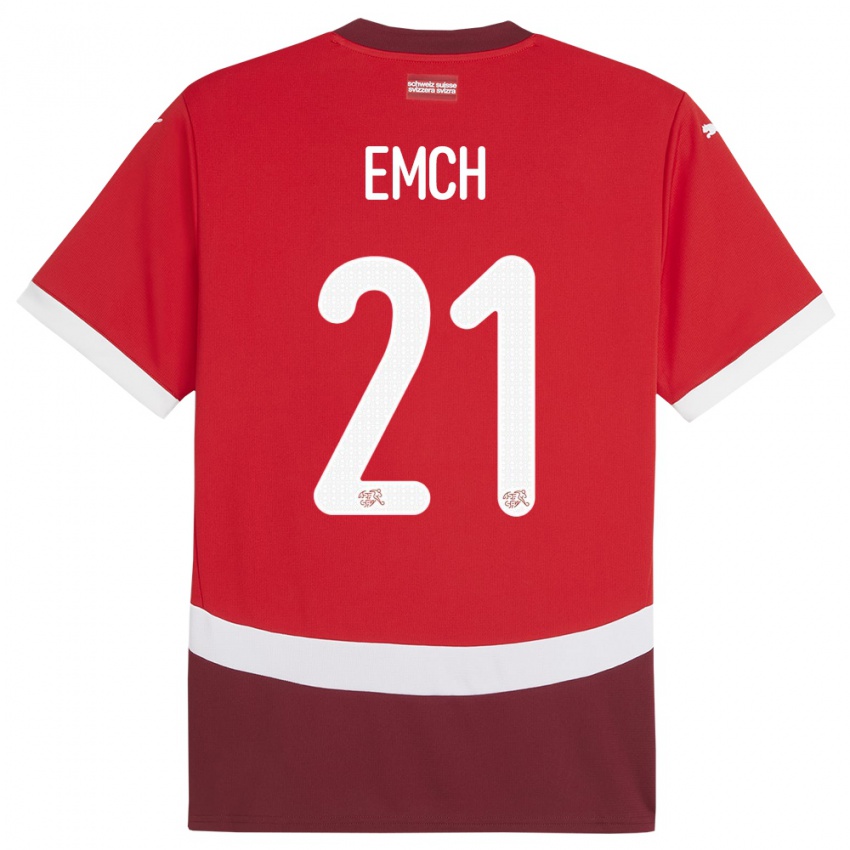ילדים שווייץ Cyrill Emch #21 אָדוֹם ג'רזי ביתית 24-26 חולצה קצרה