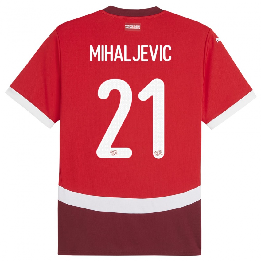 ילדים שווייץ Mark Mihaljevic #21 אָדוֹם ג'רזי ביתית 24-26 חולצה קצרה