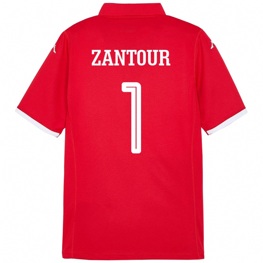 ילדים תוניסיה Ishak Zantour #1 אָדוֹם ג'רזי ביתית 24-26 חולצה קצרה