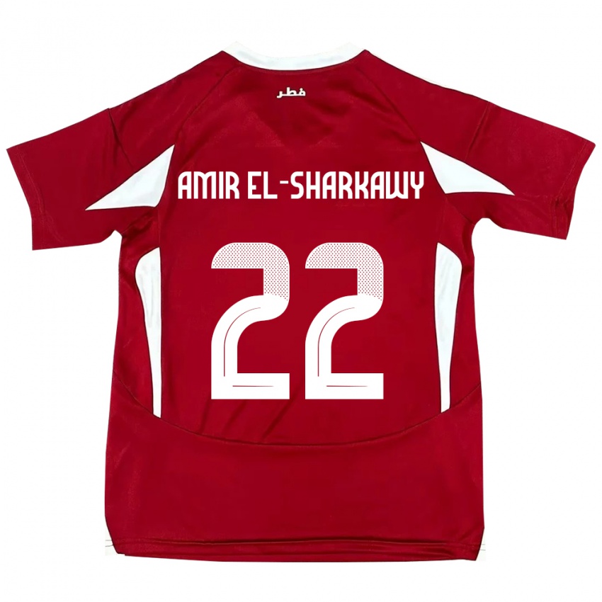 ילדים קטאר Galal Amir El-Sharkawy #22 אָדוֹם ג'רזי ביתית 24-26 חולצה קצרה