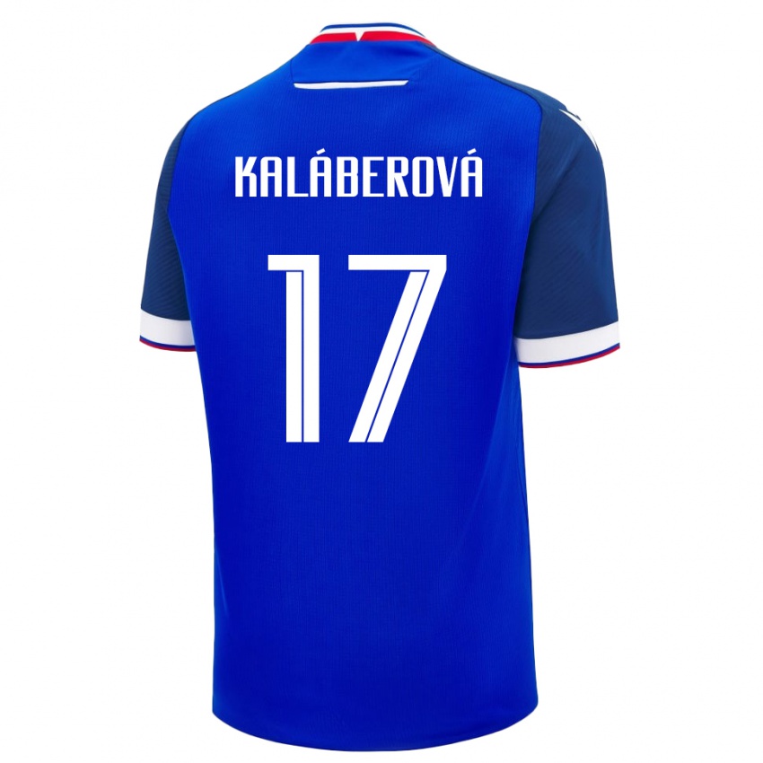ילדים סלובקיה Victoria Kaláberová #17 כְּחוֹל ג'רזי ביתית 24-26 חולצה קצרה