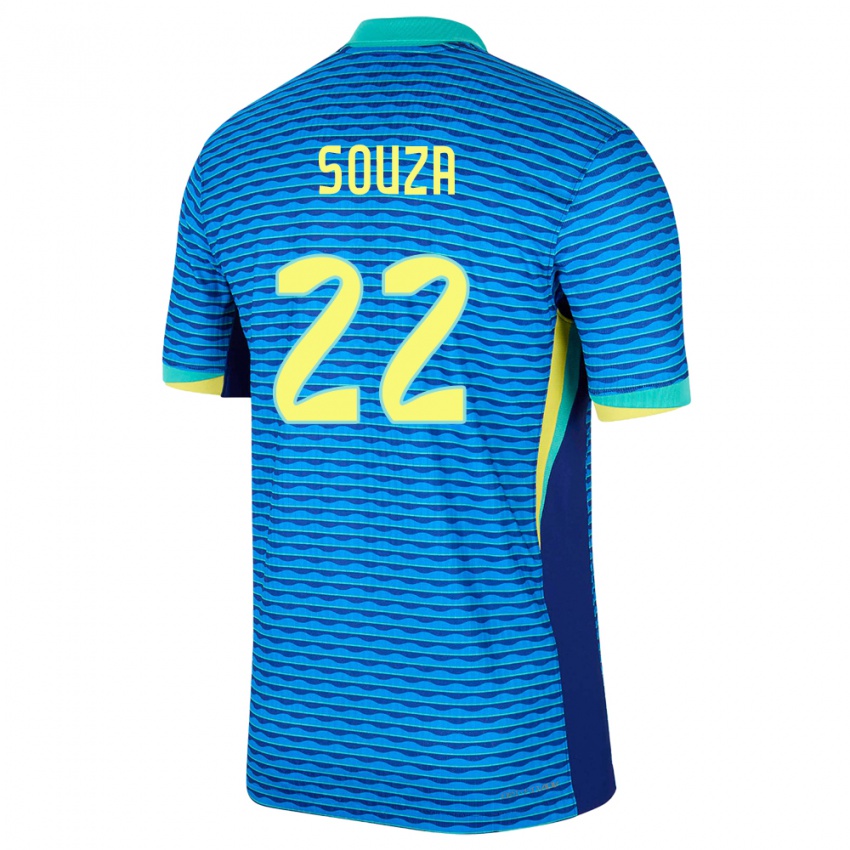 ילדים ברזיל Luiz Souza #22 כְּחוֹל הרחק ג'רזי 24-26 חולצה קצרה