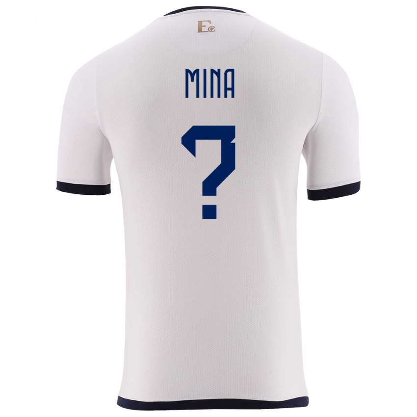 ילדים אקוודור Ruddy Mina #0 לבן הרחק ג'רזי 24-26 חולצה קצרה