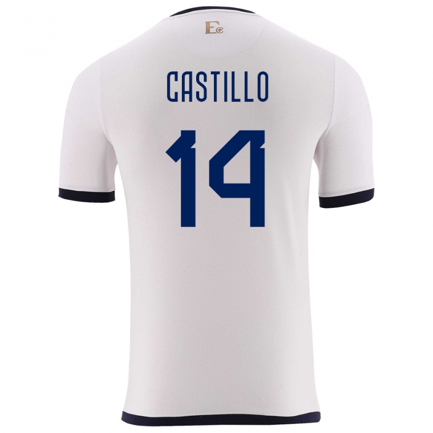 ילדים אקוודור Darío Castillo #14 לבן הרחק ג'רזי 24-26 חולצה קצרה