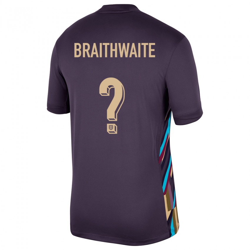 ילדים אנגליה Kaden Braithwaite #0 צימוק כהה הרחק ג'רזי 24-26 חולצה קצרה