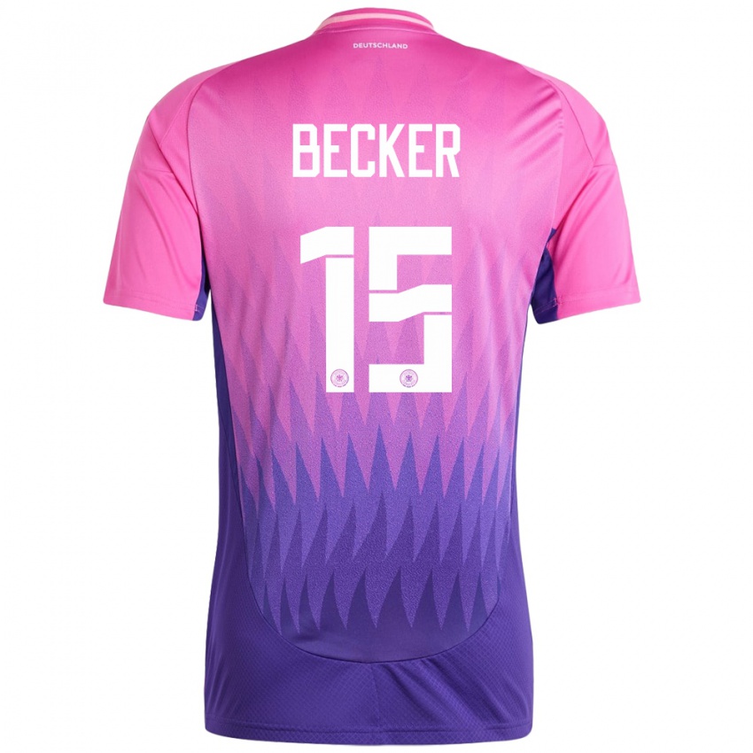 ילדים גרמניה Jesper Becker #15 ורוד סגול הרחק ג'רזי 24-26 חולצה קצרה