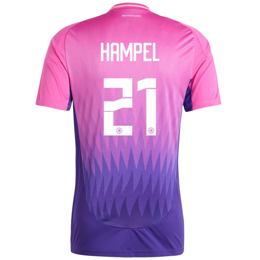 ילדים גרמניה Luca Hampel #21 ורוד סגול הרחק ג'רזי 24-26 חולצה קצרה