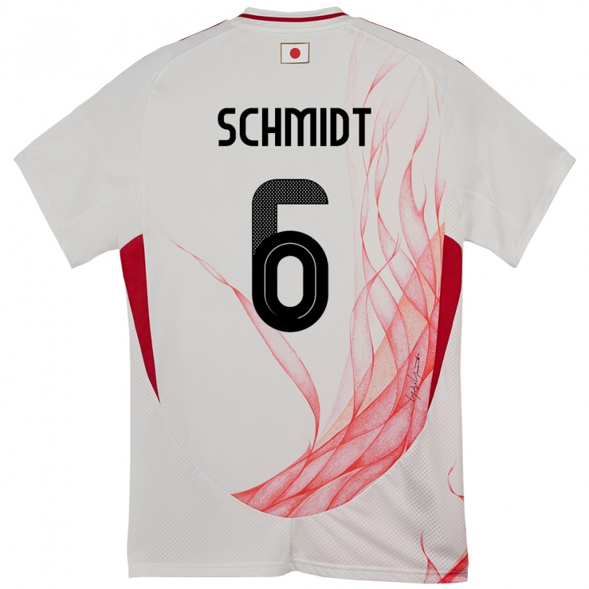 ילדים יַפָּן Nick Schmidt #6 לָבָן הרחק ג'רזי 24-26 חולצה קצרה