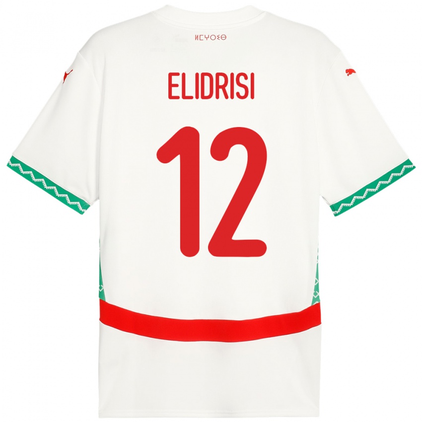 ילדים מָרוֹקוֹ Soufiane Elidrisi #12 לָבָן הרחק ג'רזי 24-26 חולצה קצרה