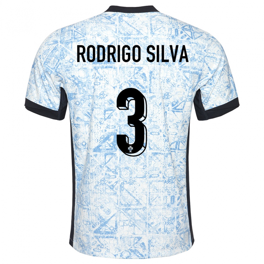 ילדים פורטוגל Rodrigo Silva #3 כחול שמנת הרחק ג'רזי 24-26 חולצה קצרה