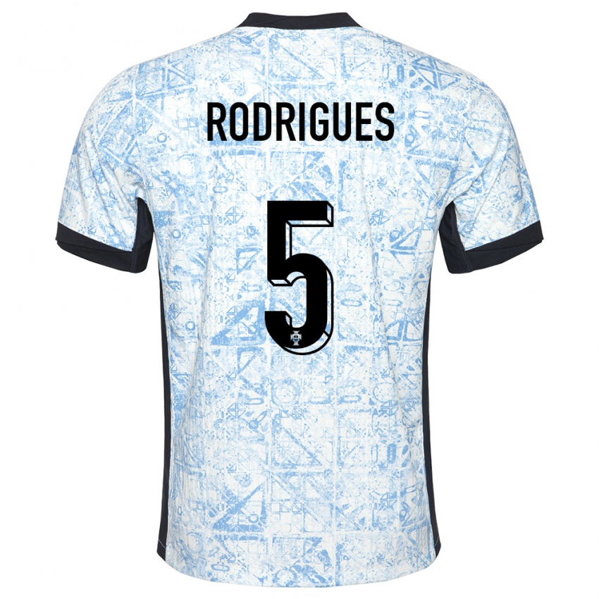 ילדים פורטוגל Rafa Rodrigues #5 כחול שמנת הרחק ג'רזי 24-26 חולצה קצרה