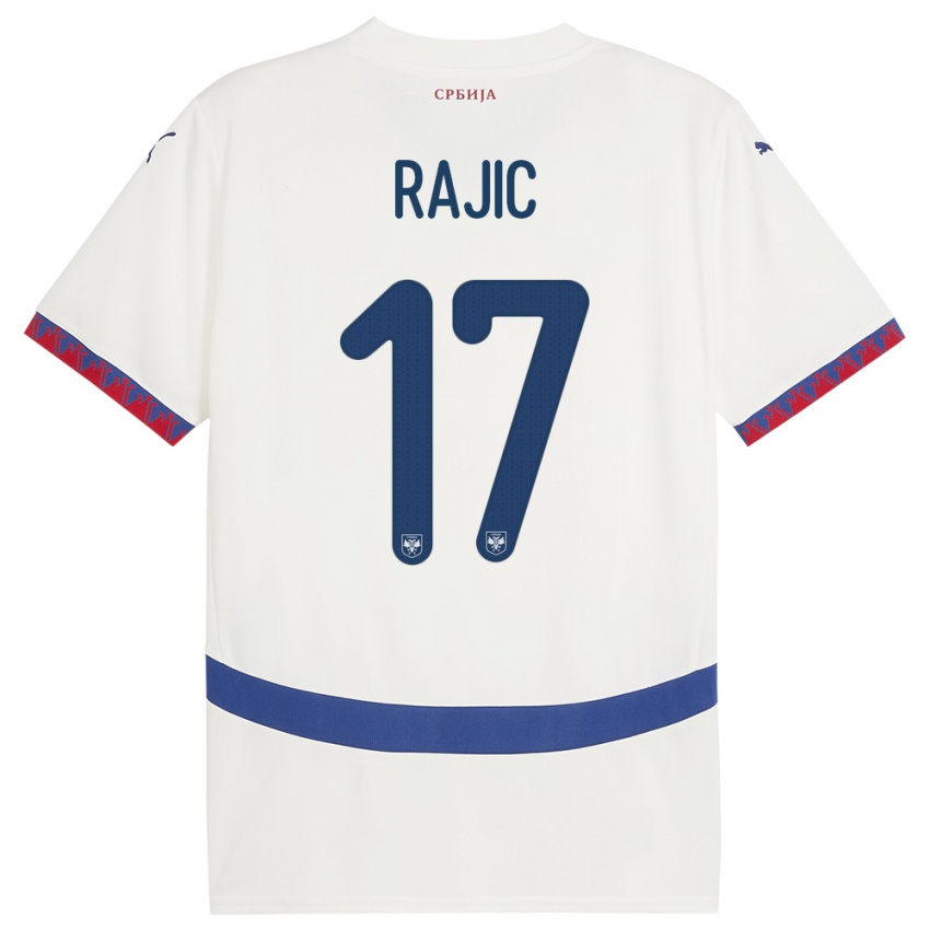 ילדים סרביה Aleksa Rajic #17 לבן הרחק ג'רזי 24-26 חולצה קצרה