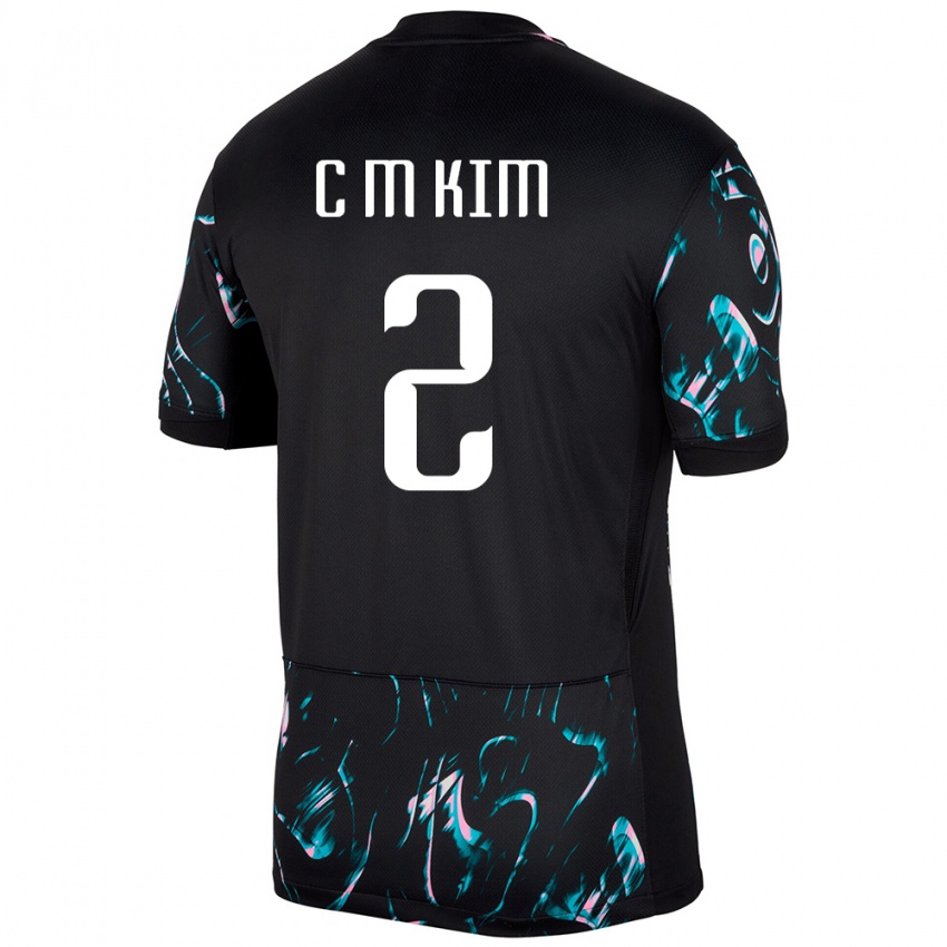 ילדים דרום קוריאה Min-Chan Kim #2 שָׁחוֹר הרחק ג'רזי 24-26 חולצה קצרה