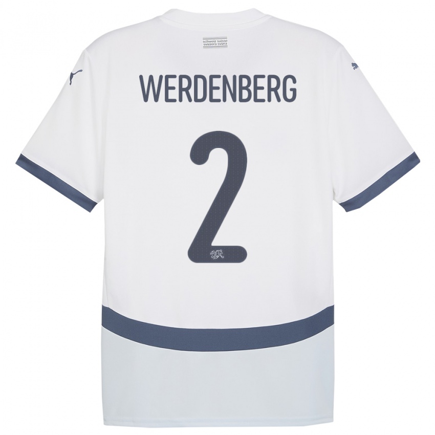 ילדים שווייץ Julien Werdenberg #2 לבן הרחק ג'רזי 24-26 חולצה קצרה