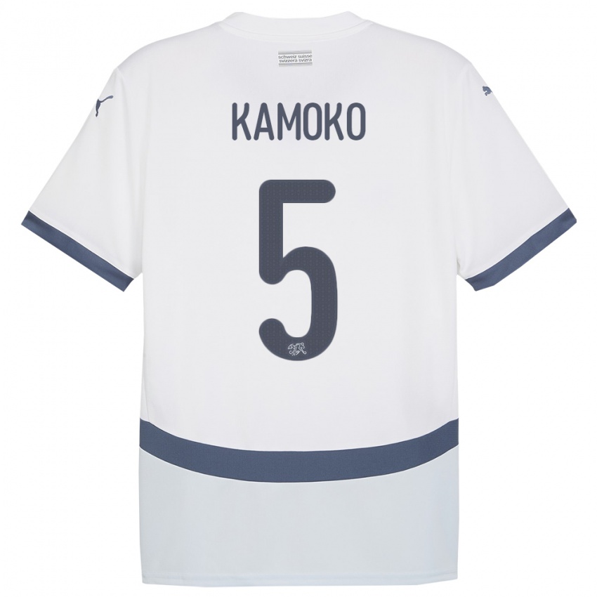 ילדים שווייץ Elohim Kamoko #5 לבן הרחק ג'רזי 24-26 חולצה קצרה