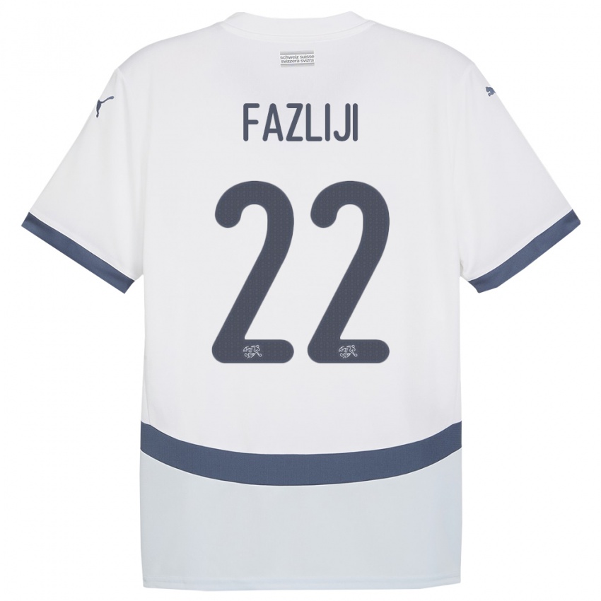 ילדים שווייץ Anid Fazliji #22 לבן הרחק ג'רזי 24-26 חולצה קצרה
