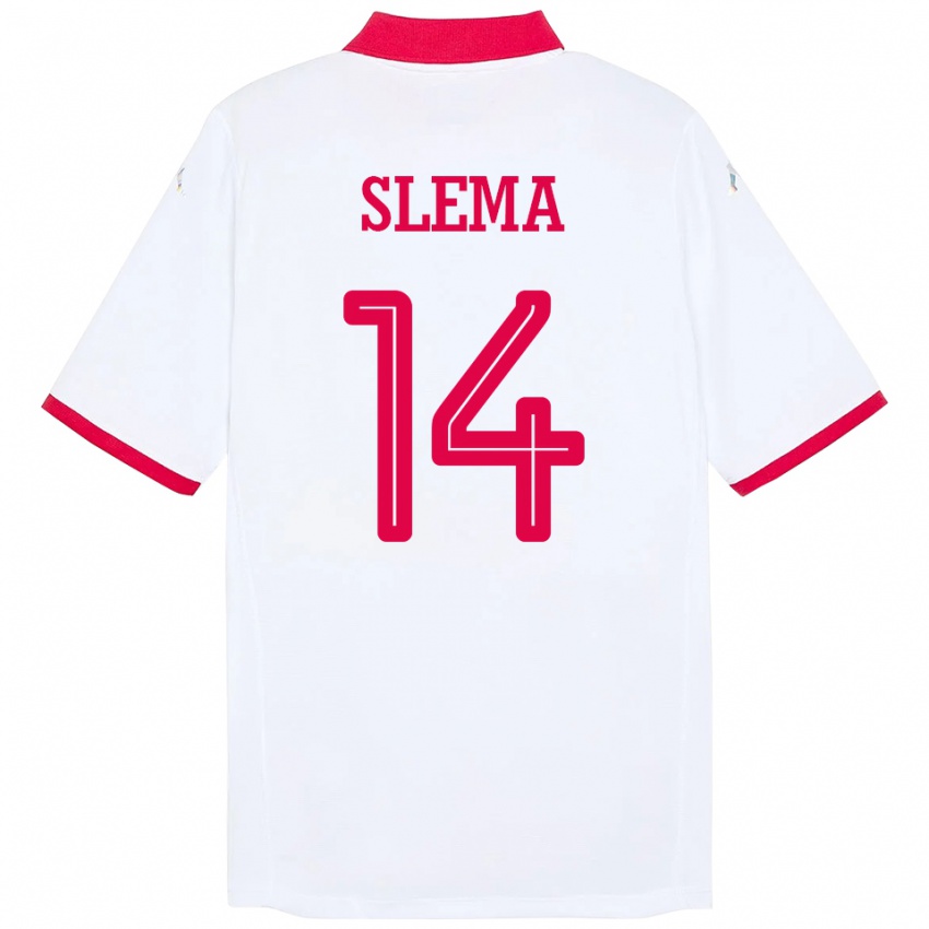ילדים תוניסיה Mazen Slema #14 לָבָן הרחק ג'רזי 24-26 חולצה קצרה