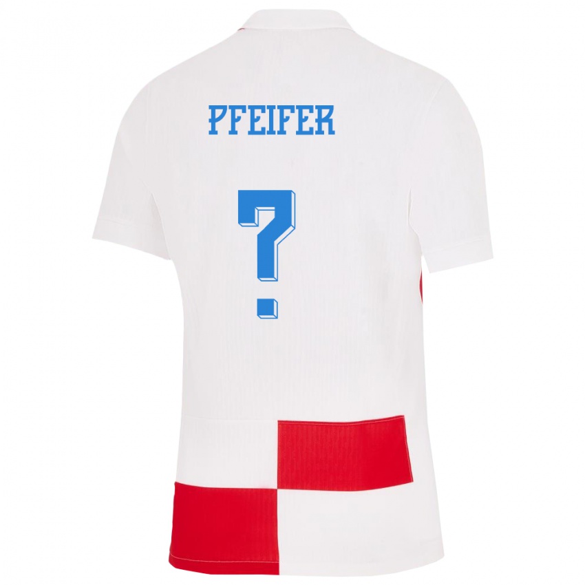 גברים קרואטיה Petar Pfeifer #0 לבן אדום ג'רזי ביתית 24-26 חולצה קצרה