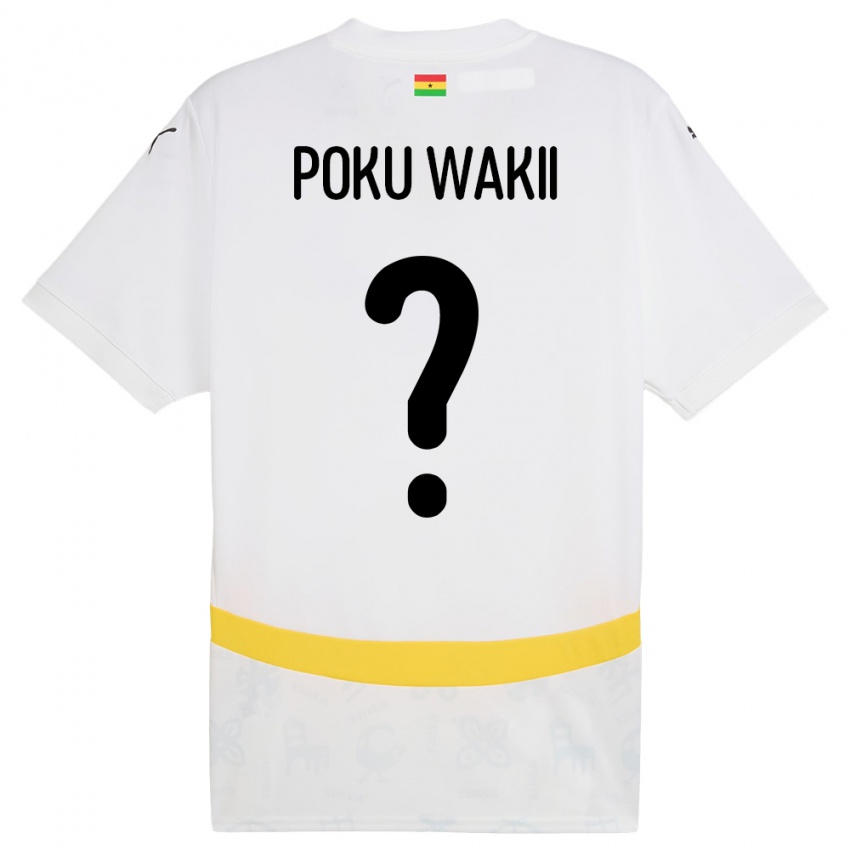 גברים גאנה Godfred Poku Wakii #0 לָבָן ג'רזי ביתית 24-26 חולצה קצרה