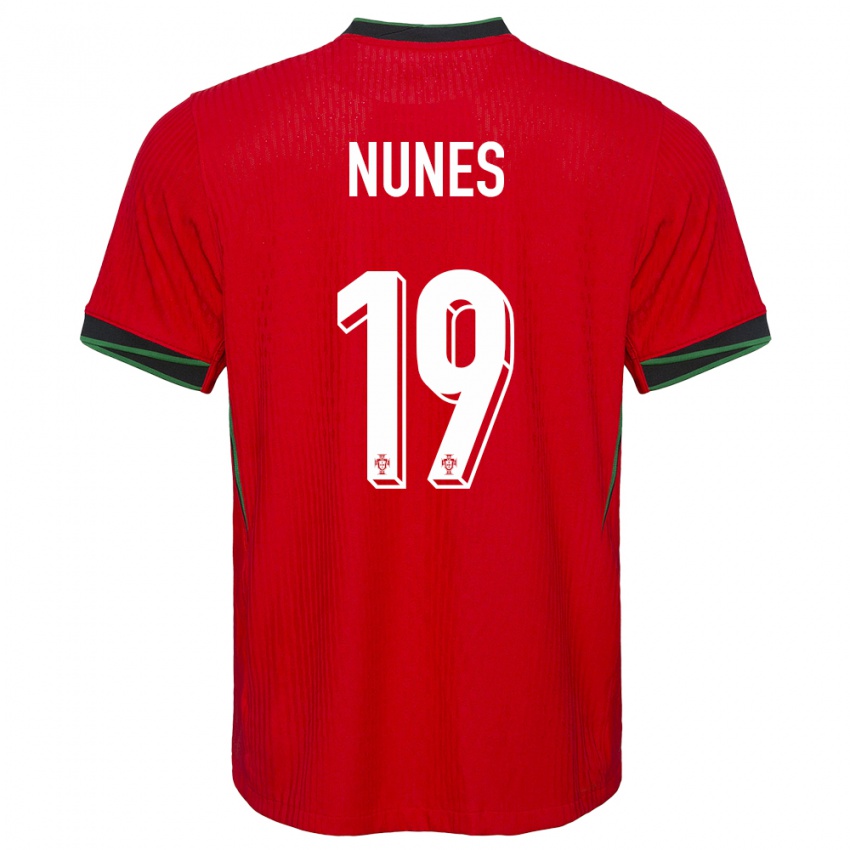 גברים פורטוגל Bernardo Nunes #19 אָדוֹם ג'רזי ביתית 24-26 חולצה קצרה