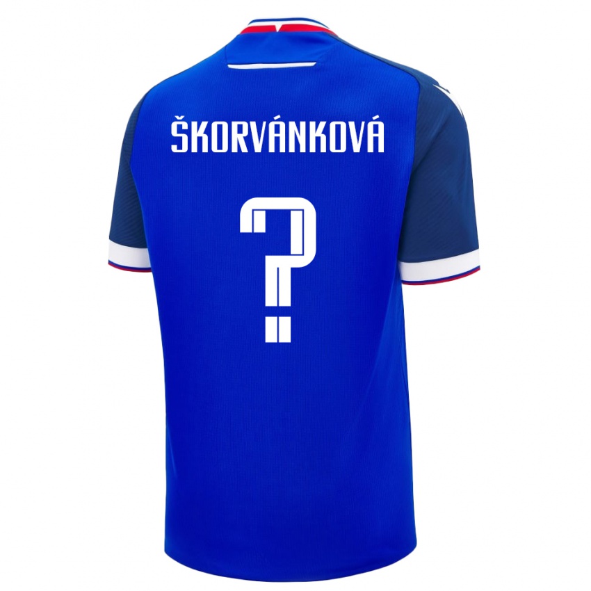 גברים סלובקיה Dominika Škorvánková #0 כְּחוֹל ג'רזי ביתית 24-26 חולצה קצרה