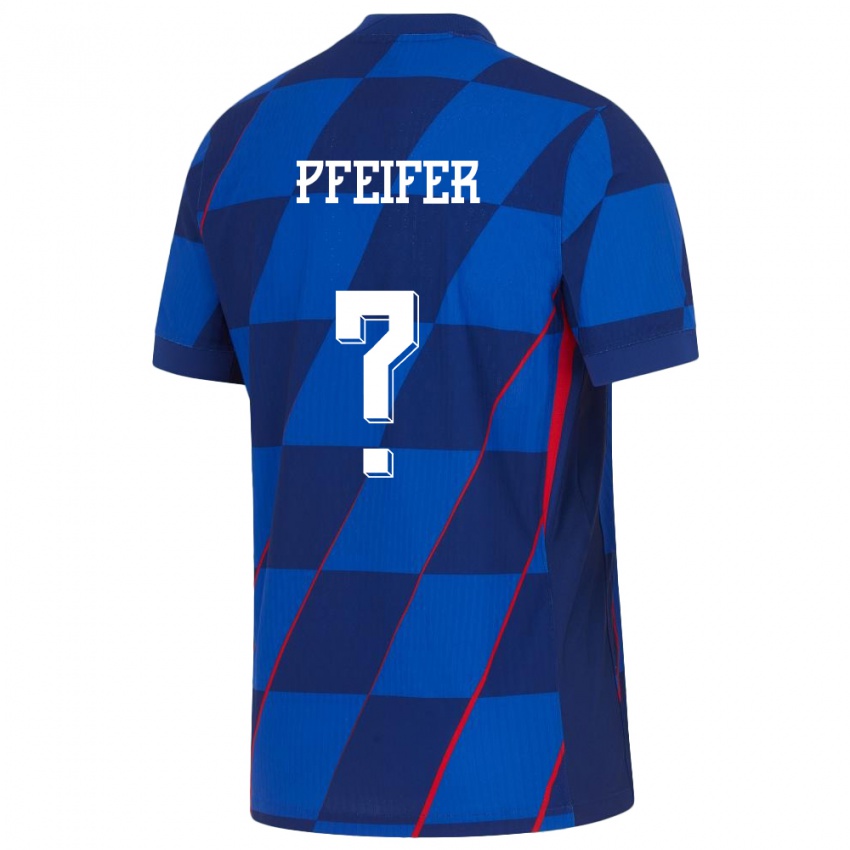 גברים קרואטיה Petar Pfeifer #0 כְּחוֹל הרחק ג'רזי 24-26 חולצה קצרה