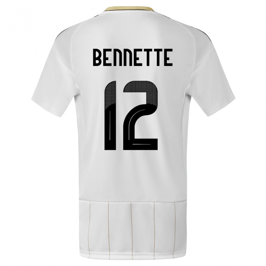 גברים קוסטה ריקה Nick Bennette #12 לבן הרחק ג'רזי 24-26 חולצה קצרה
