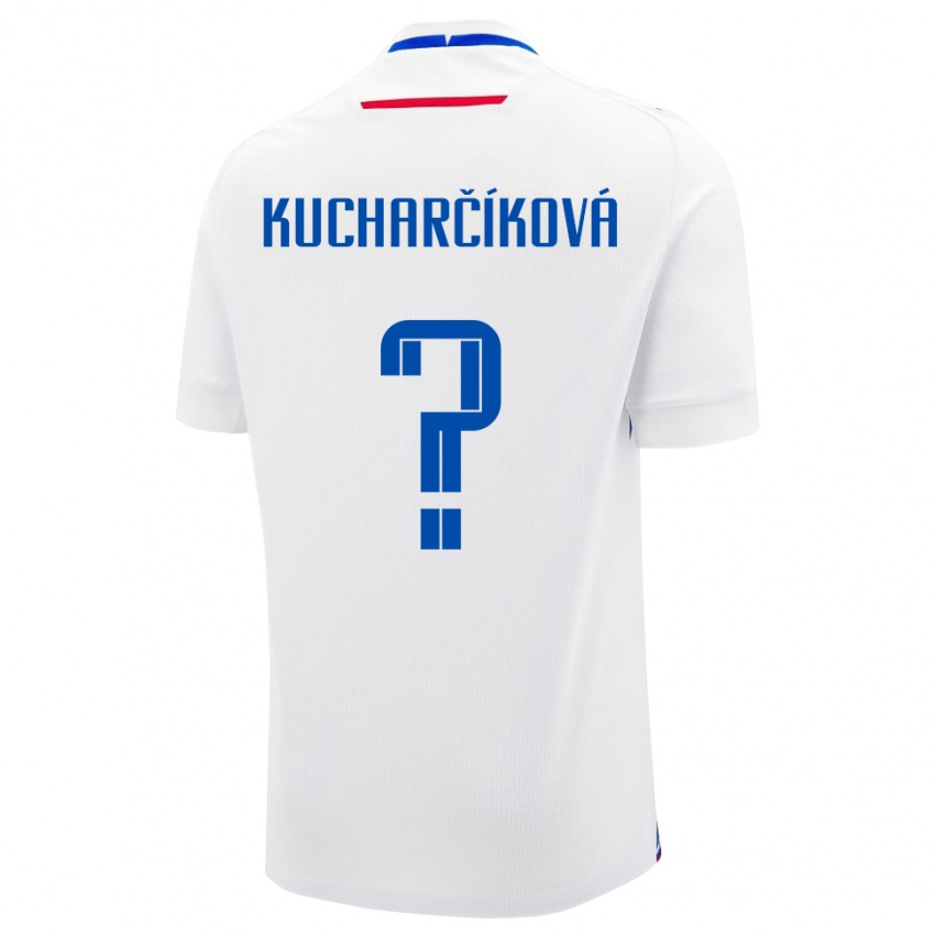 גברים סלובקיה Dominika Kucharčíková #0 לָבָן הרחק ג'רזי 24-26 חולצה קצרה