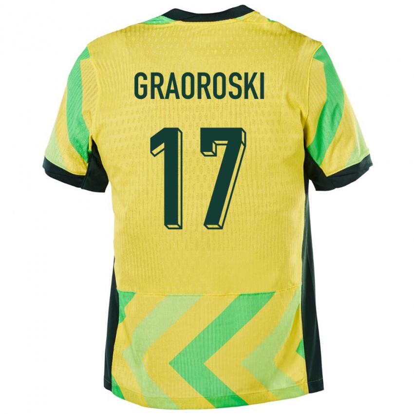 נשים אוֹסטְרַלִיָה Jordan Graoroski #17 זָהוּב ג'רזי ביתית 24-26 חולצה קצרה
