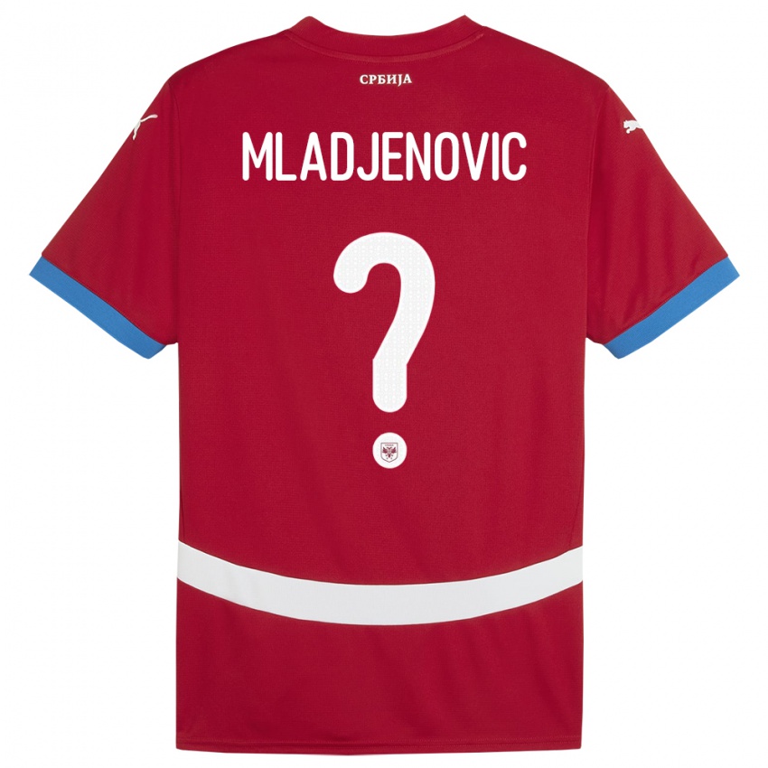 נשים סרביה Uros Mladjenovic #0 אָדוֹם ג'רזי ביתית 24-26 חולצה קצרה