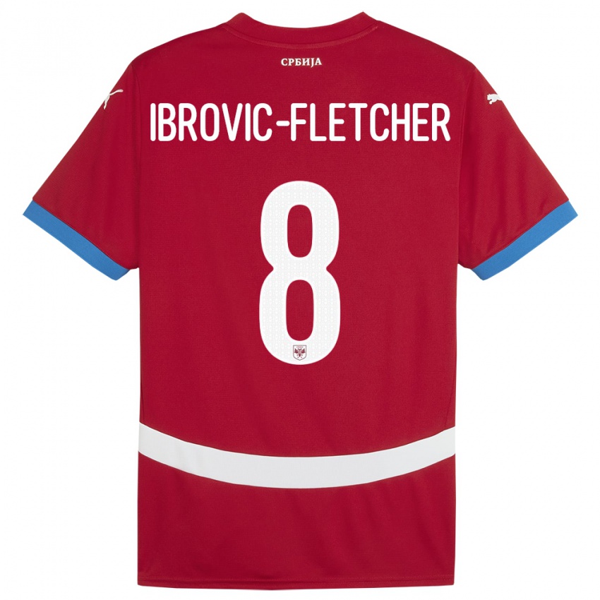 נשים סרביה Edward Ibrovic-Fletcher #8 אָדוֹם ג'רזי ביתית 24-26 חולצה קצרה