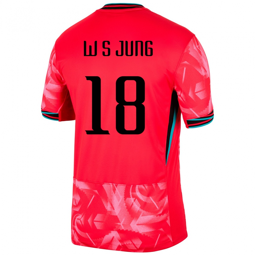 נשים דרום קוריאה Sung-Woo Jung #18 אָדוֹם ג'רזי ביתית 24-26 חולצה קצרה