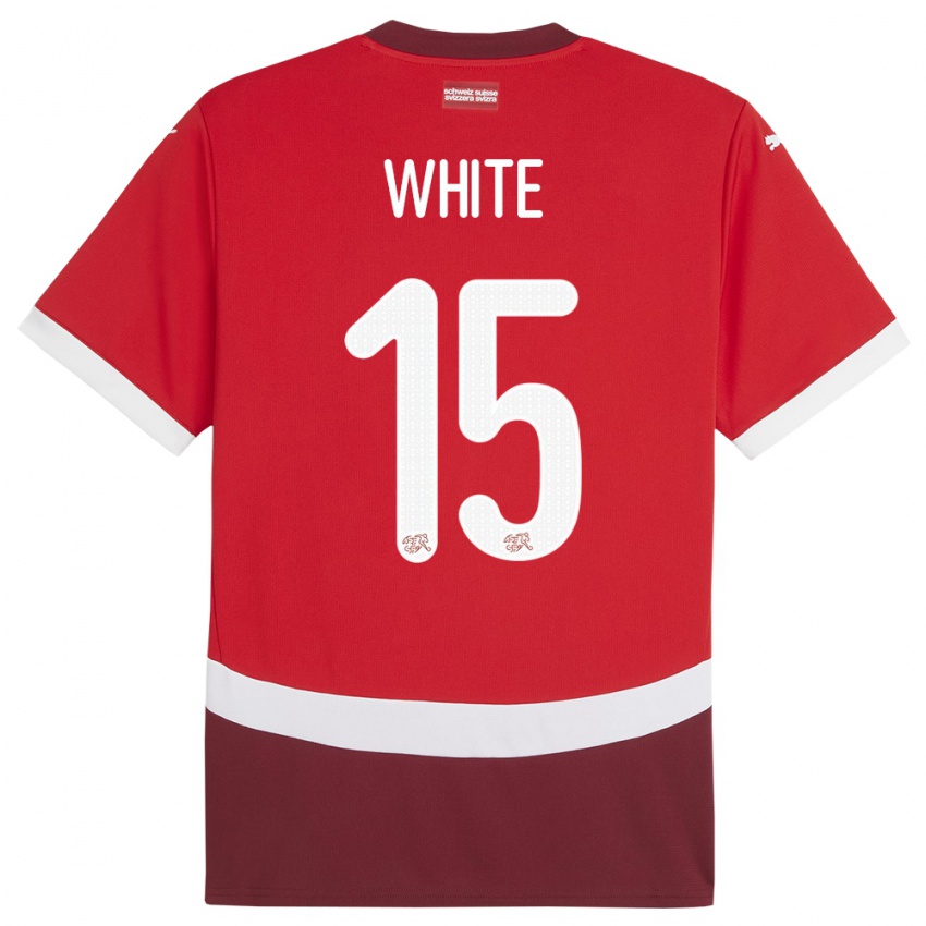 נשים שווייץ Leon White #15 אָדוֹם ג'רזי ביתית 24-26 חולצה קצרה