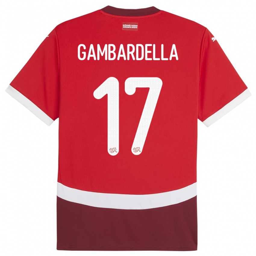 נשים שווייץ Matteo Gambardella #17 אָדוֹם ג'רזי ביתית 24-26 חולצה קצרה