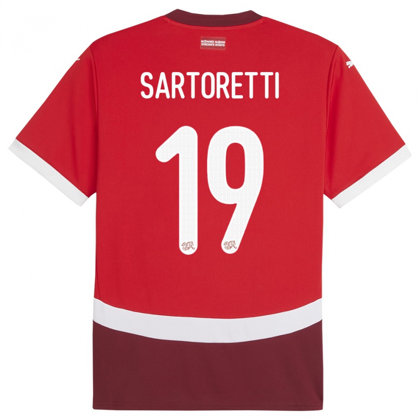 נשים שווייץ Malko Sartoretti #19 אָדוֹם ג'רזי ביתית 24-26 חולצה קצרה