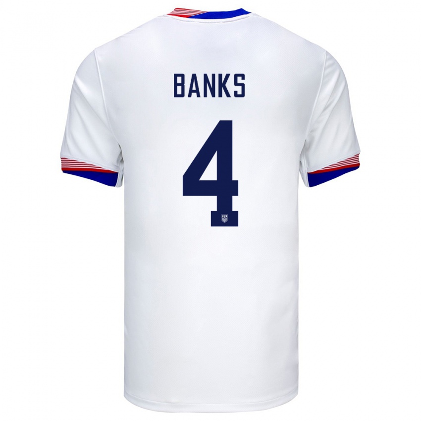 נשים ארצות הברית Noahkai Banks #4 לבן ג'רזי ביתית 24-26 חולצה קצרה