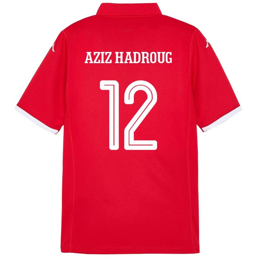 נשים תוניסיה Mohamed Aziz Hadroug #12 אָדוֹם ג'רזי ביתית 24-26 חולצה קצרה