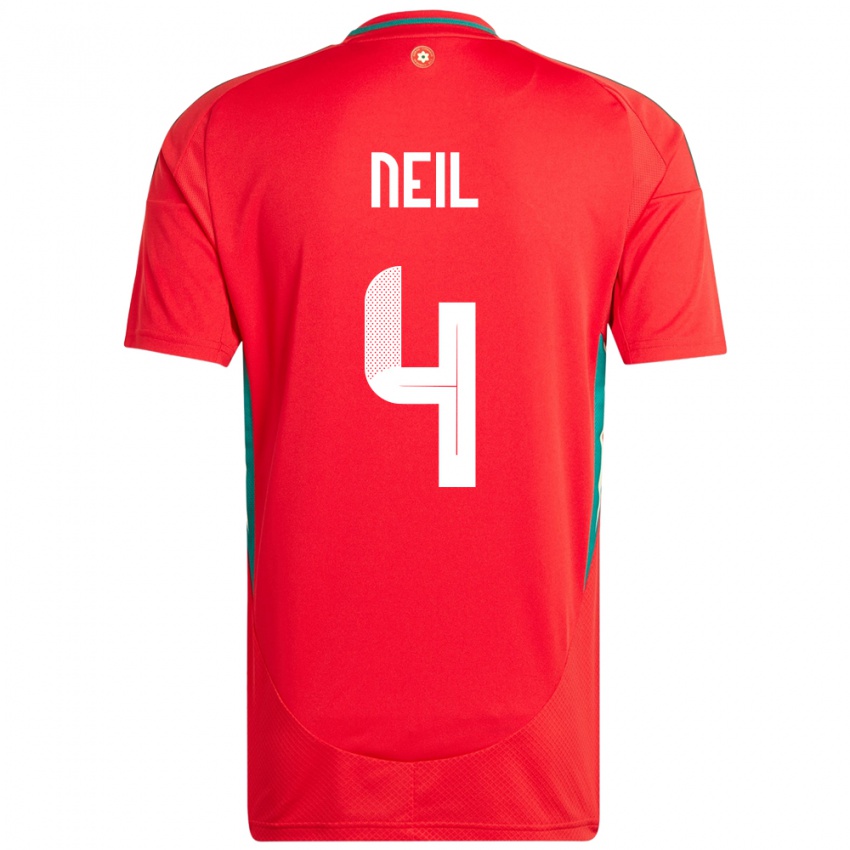 נשים ויילס Marlie Neil #4 אָדוֹם ג'רזי ביתית 24-26 חולצה קצרה