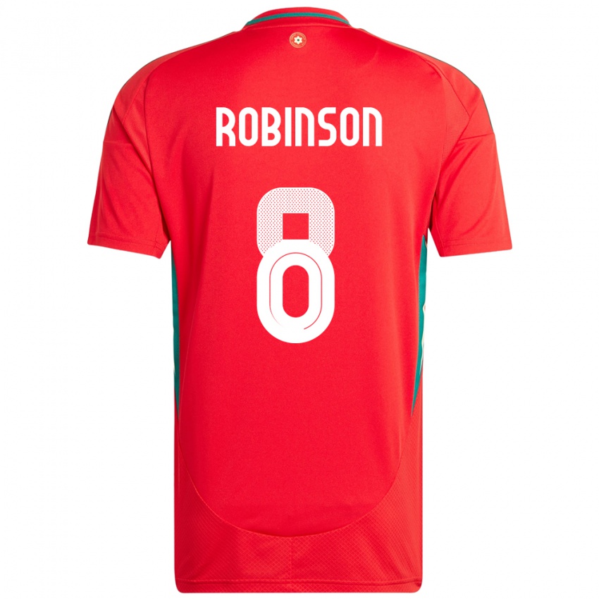 נשים ויילס Milo Robinson #8 אָדוֹם ג'רזי ביתית 24-26 חולצה קצרה