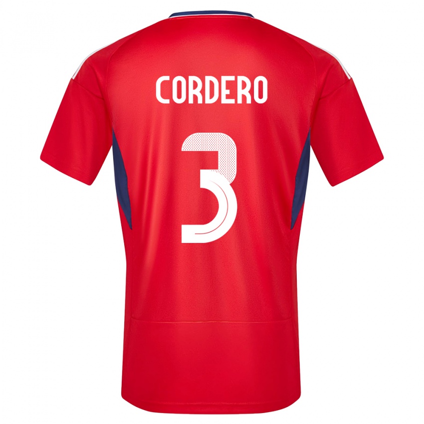 נשים קוסטה ריקה Thiago Cordero #3 אָדוֹם ג'רזי ביתית 24-26 חולצה קצרה