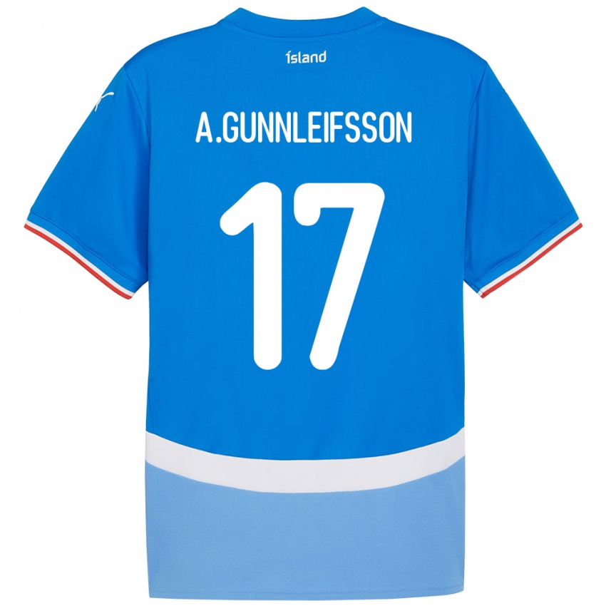 נשים אִיסלַנד Arnar Bjarki Gunnleifsson #17 כְּחוֹל ג'רזי ביתית 24-26 חולצה קצרה