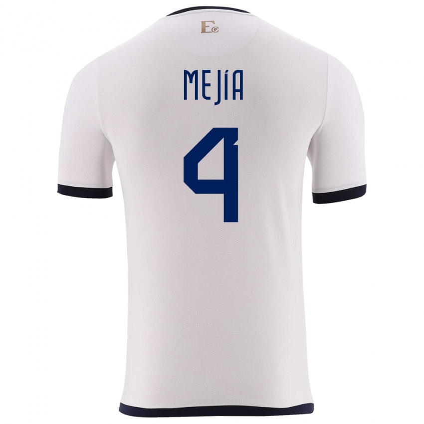 נשים אקוודור Jordan Mejía #4 לבן הרחק ג'רזי 24-26 חולצה קצרה
